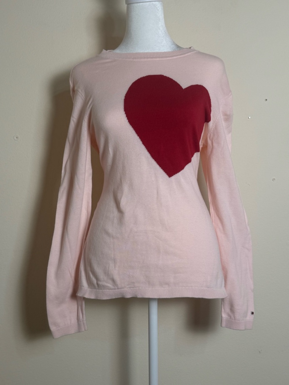 Women’s Light Pink Heart Pullover Sweater - Red Heart
